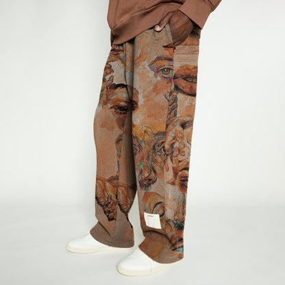 Men's Printed Mid Waist Loose Trousers