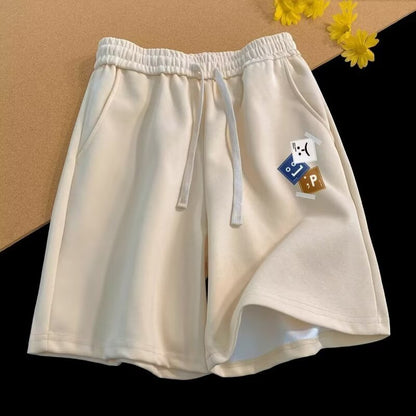 Men's Vintage Letter Print Loose Straight Shorts