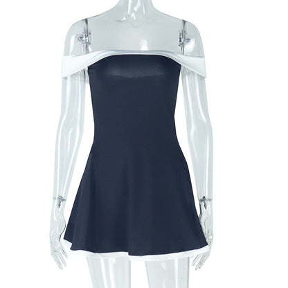 Women's Black And White Patchwork Summer Dress