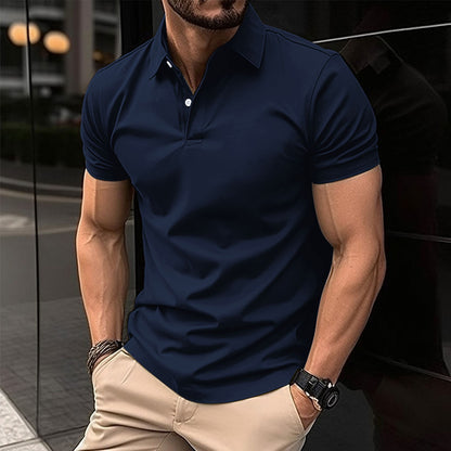 Men's Polo Shirt  Lapel Button Top