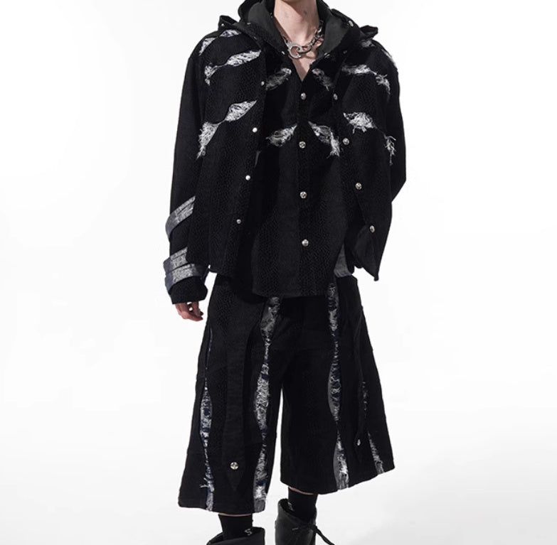 Scratch Snake Print Hooded Jacket