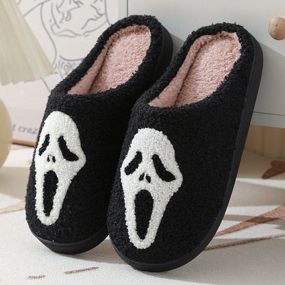 Halloween Skull Cartoon Print Warm Winter Slippers