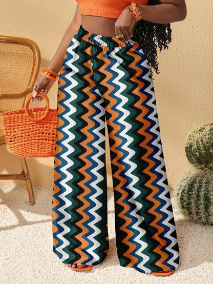 Colorful Pattern Trousers Loose Breathable Women's Trousers