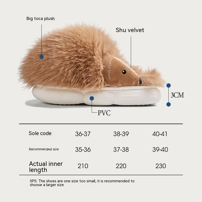 Cute Little Hedgehog Cotton Slippers