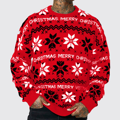Men's Christmas Jacquard Loose-fitting Long-sleeve Sweater