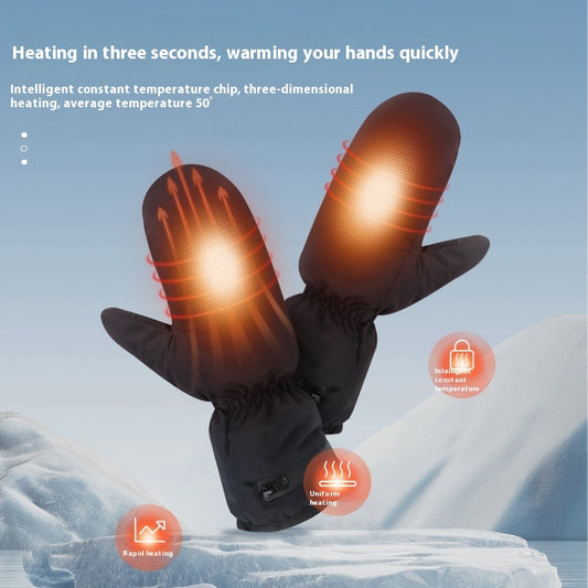 Electrically Heating Zipper Thermal Windproof Gloves