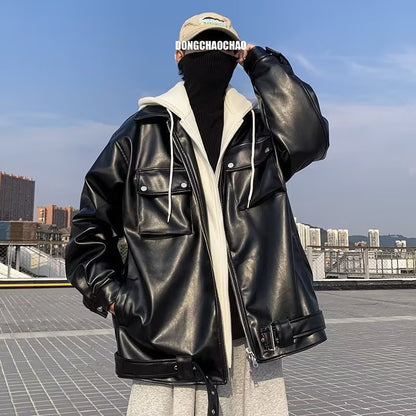 Men's Autumn Winter False-two-piece Hooded Jacket