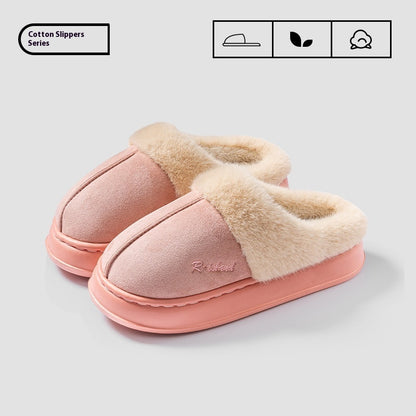 Winter Cosy Warm Couple Fluffy Slippers Women  Men Non-slip Soft Slides
