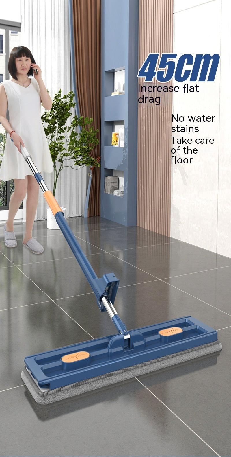 360 Rotating Flat Mop Suitable Various Types Flooring Strong Water absorbed