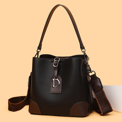 Women's Contrast Color Bucket Shoulder Bag