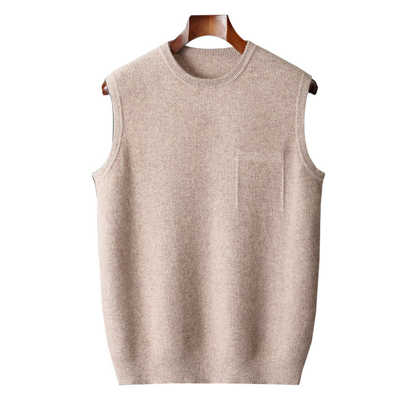 Men's Round Neck Jacquard Business Knitted Outerwear Vest