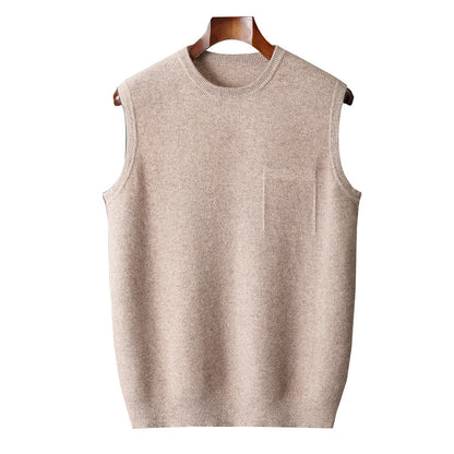 Men's Round Neck Jacquard Business Knitted Outerwear Vest