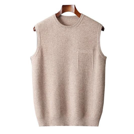 Men's Round Neck Jacquard Business Knitted Outerwear Vest