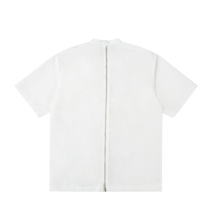 Men's Split Metal Zipper Deconstruction Padded Shoulder Shirt