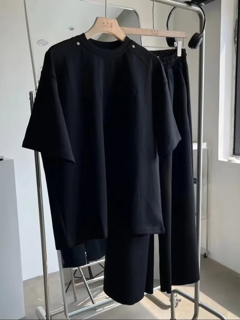 Men's Short-sleeved T-shirt Straight-leg Pants Sports Suit