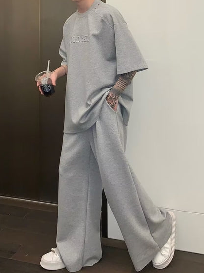 Men's Short-sleeved T-shirt Straight-leg Pants Sports Suit