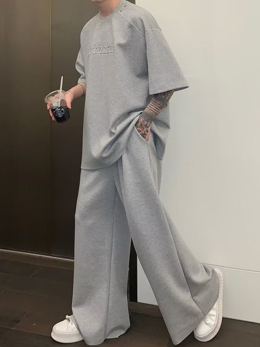 Men's Short-sleeved T-shirt Straight-leg Pants Sports Suit