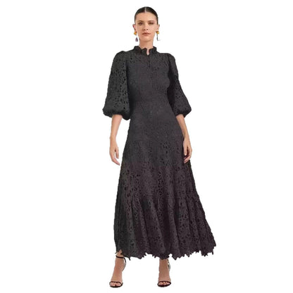Women's Elegant Hollow Lace Long Dress