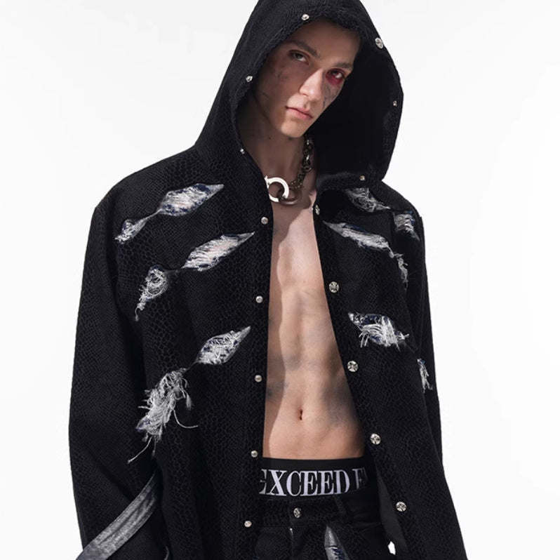 Scratch Snake Print Hooded Jacket