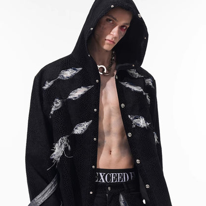 Scratch Snake Print Hooded Jacket