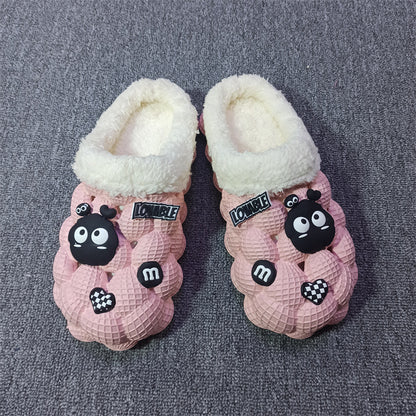 Women's Lychee Bubble Platform Non-slip Cotton Slippers