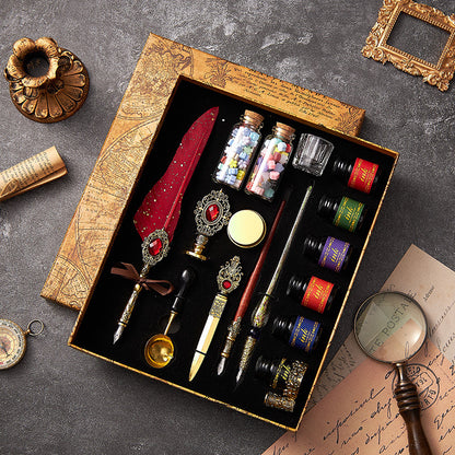 Retro Feather Pen Christmas Gift Set